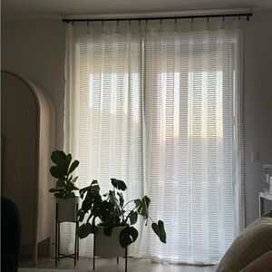 West Elm Linen Cotton Ladder Sheer Curtain 48"W x 108"L (two)